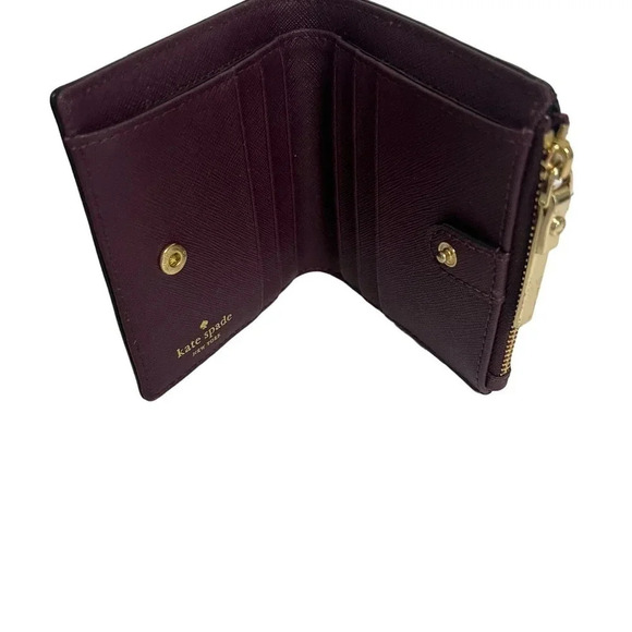 Kate Spade Perforated Cameron Street Burgandy Barrel Pocketbook & Billfold - Picture 15 of 16